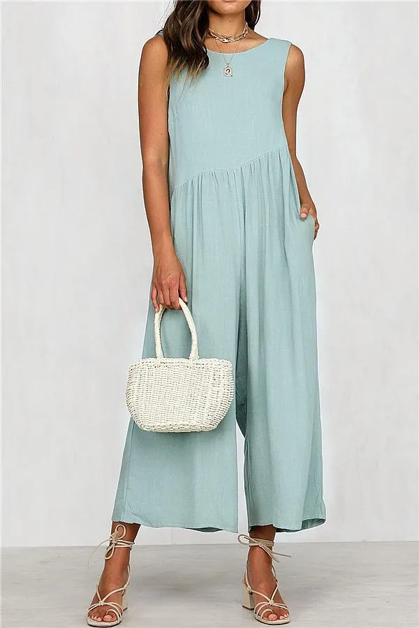 Casual Vest Wide Leg Jumpsuit