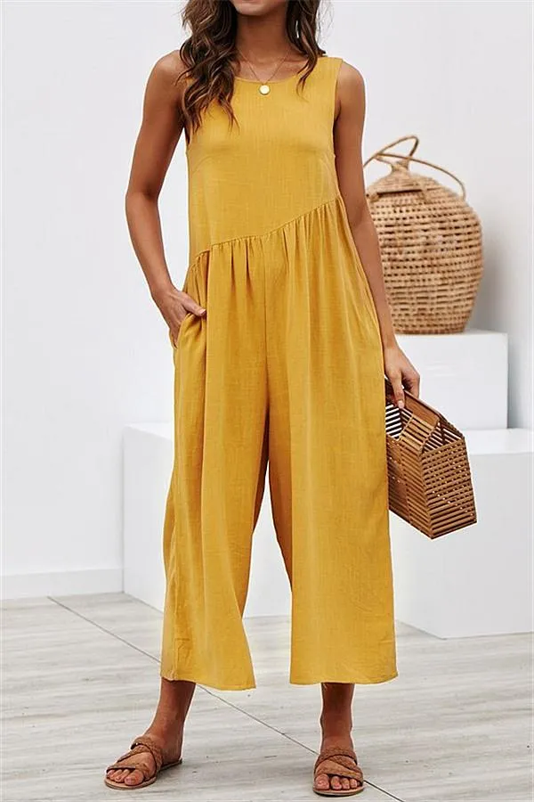 Casual Vest Wide Leg Jumpsuit