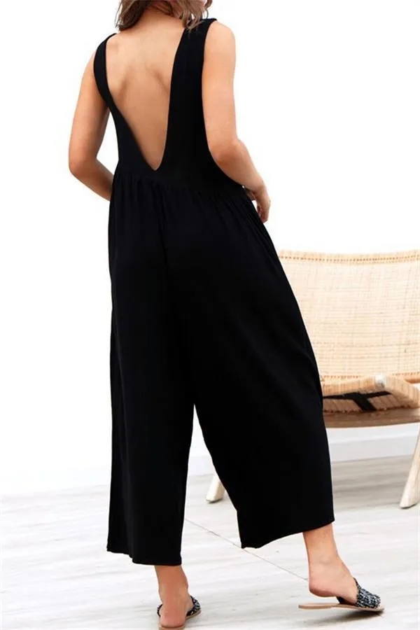 Casual Vest Wide Leg Jumpsuit