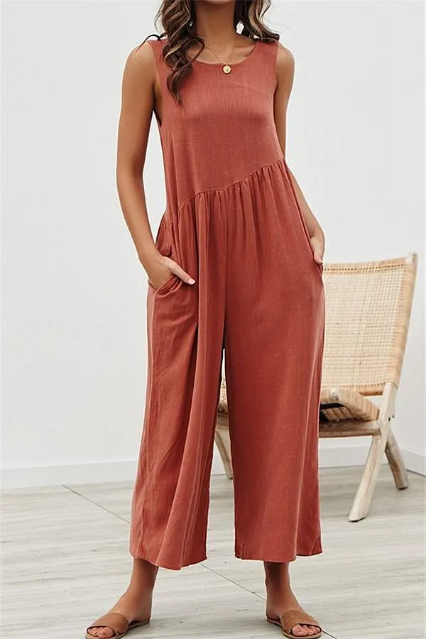 Casual Vest Wide Leg Jumpsuit