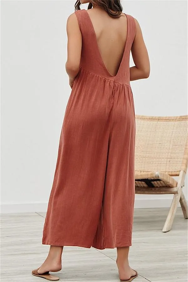 Casual Vest Wide Leg Jumpsuit