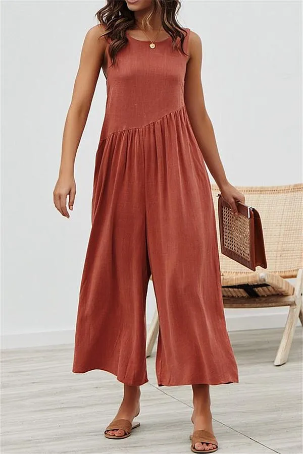 Casual Vest Wide Leg Jumpsuit