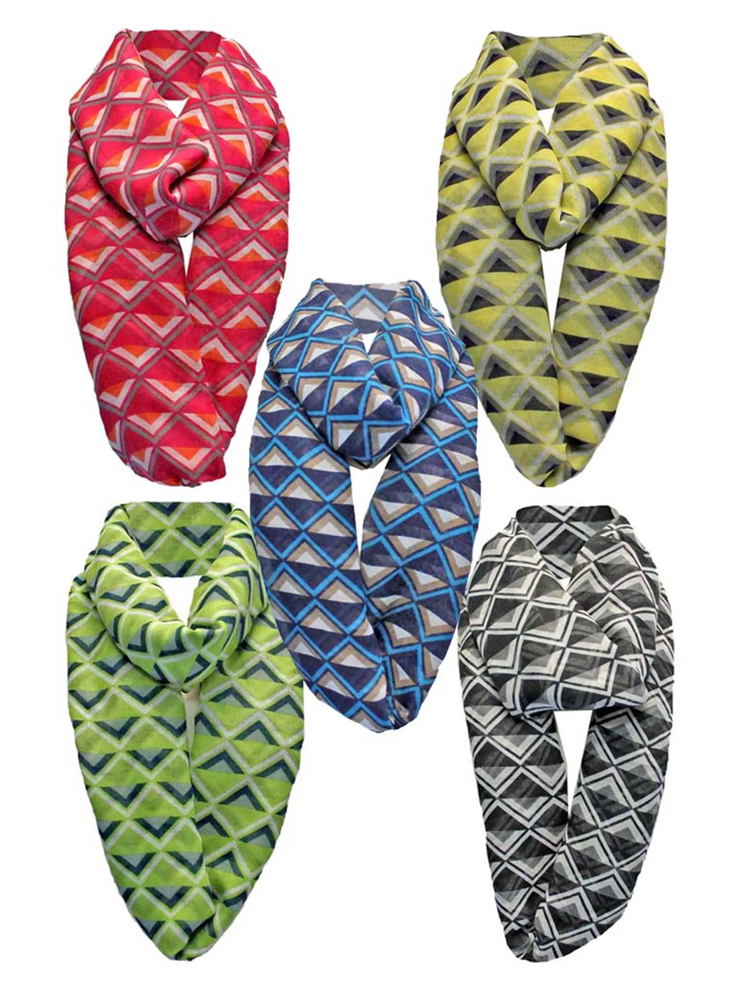 Chevron Print Infinity Fashion Scarf 5-Pack Wholesale Lot