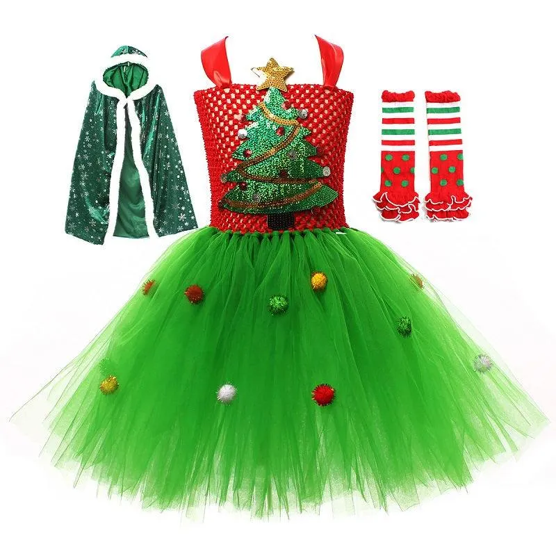 Christmas Girl Dress 2024 New Girl's sequined camisole princess dress Carnival Birthday Banquet Christmas Performance Costume