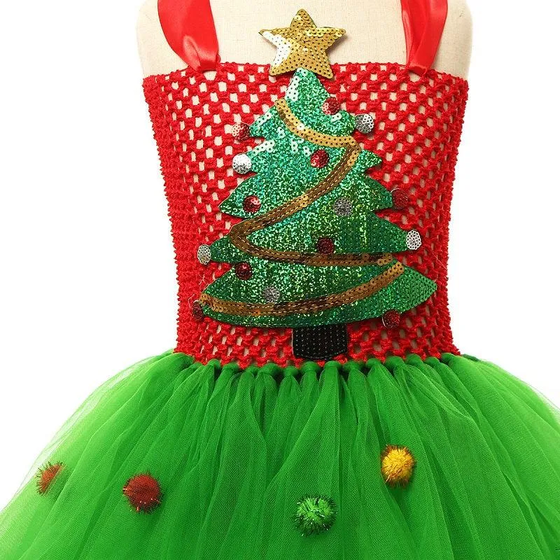 Christmas Girl Dress 2024 New Girl's sequined camisole princess dress Carnival Birthday Banquet Christmas Performance Costume