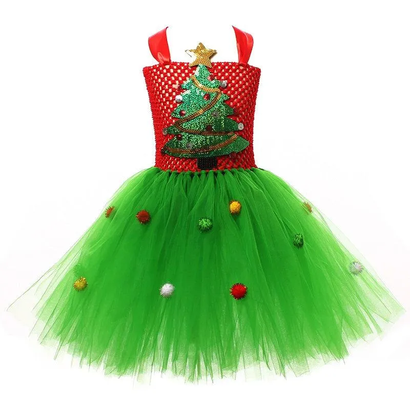 Christmas Girl Dress 2024 New Girl's sequined camisole princess dress Carnival Birthday Banquet Christmas Performance Costume