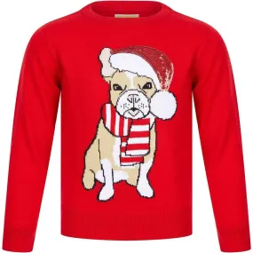 Christmas Santa Dog Junior Christmas Jumper - Red