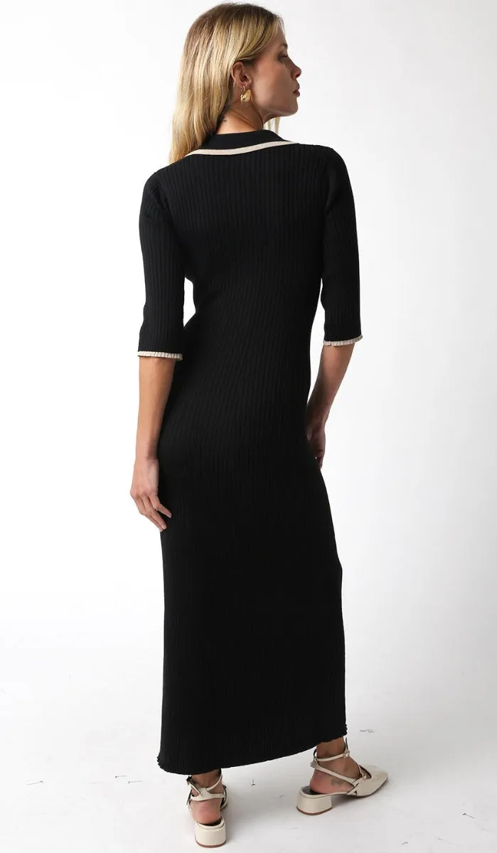 Cindy Sweater Knit Midi Dress, Black