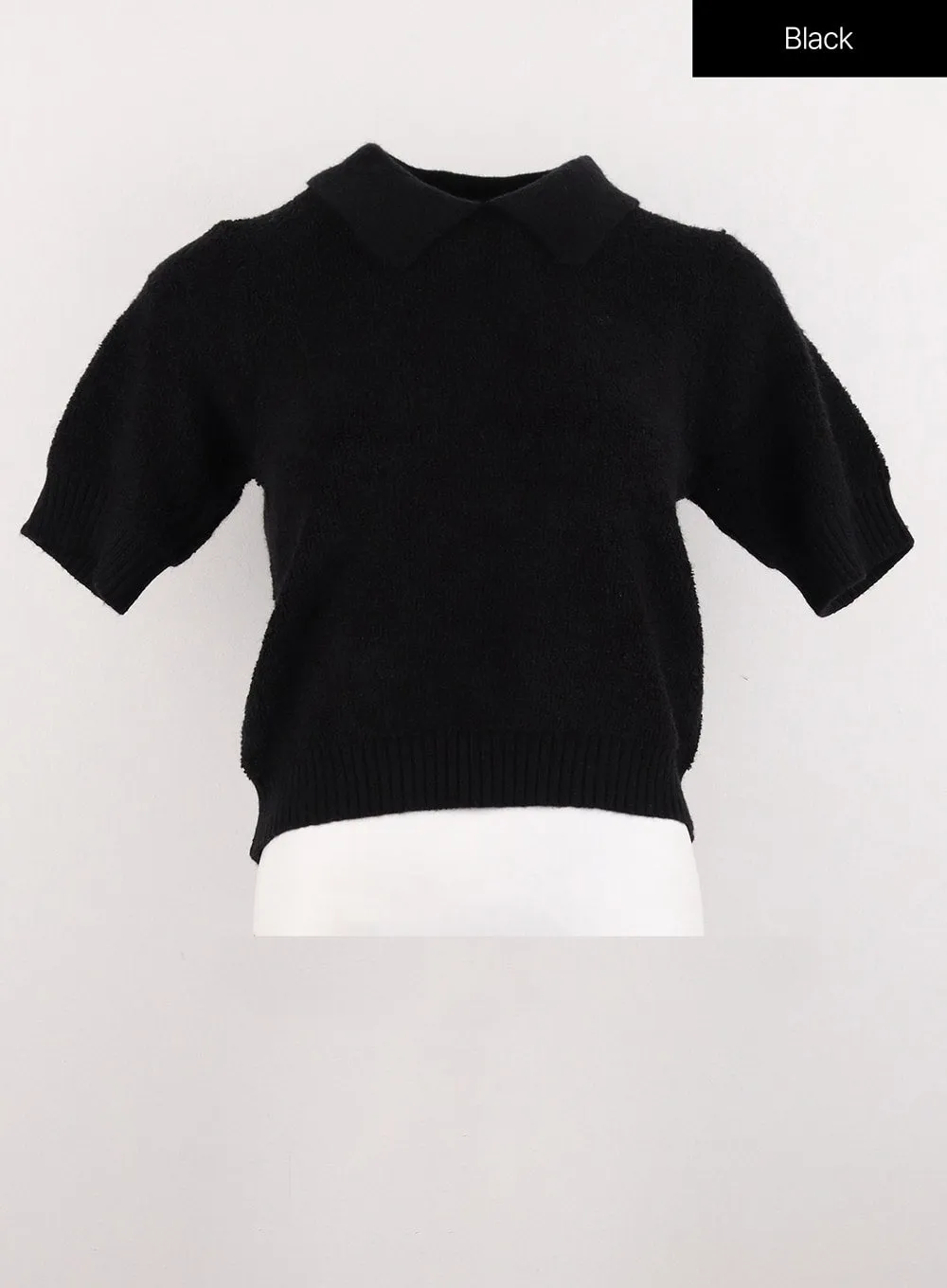 Collared Short-Sleeve Knit Sweater OG322