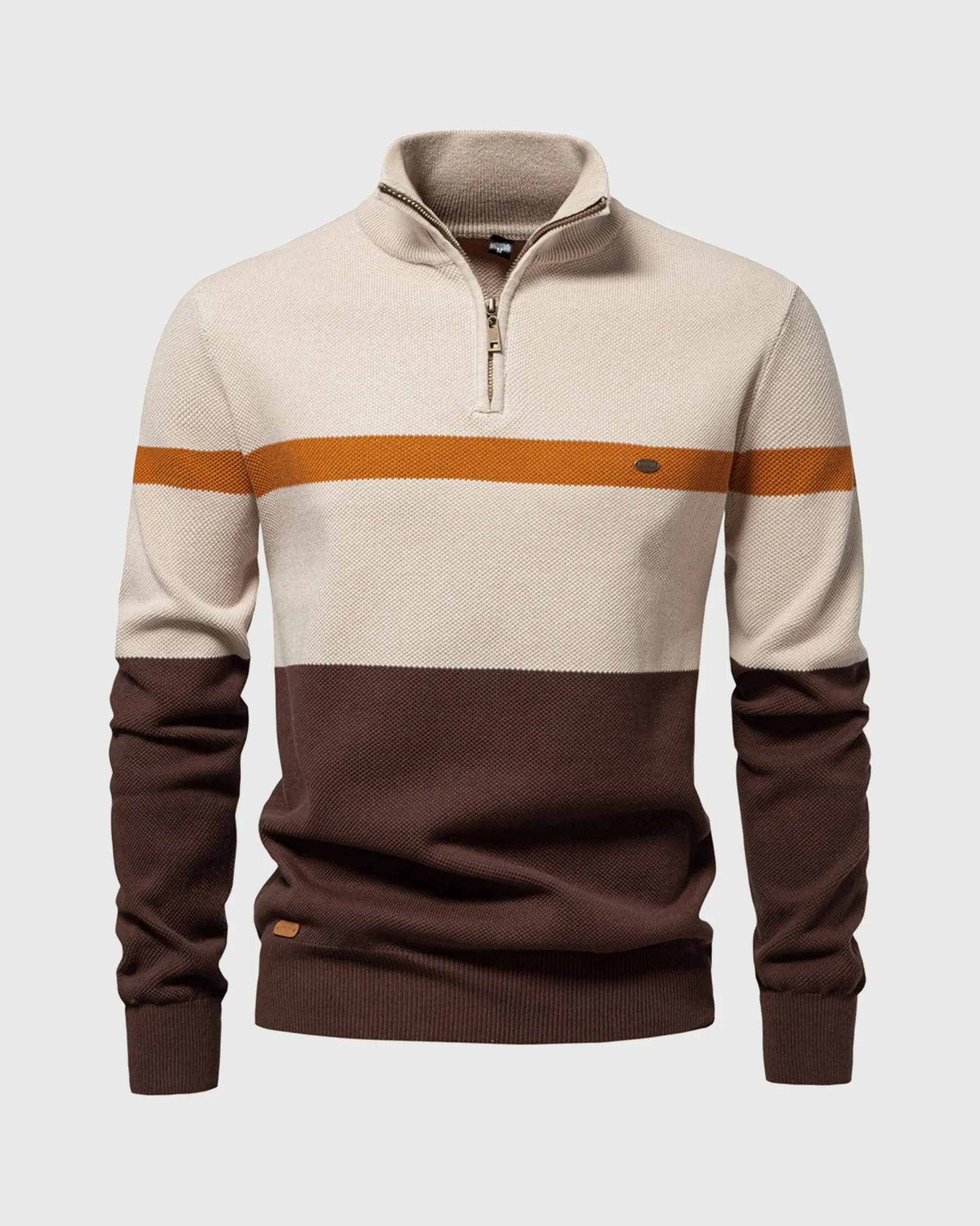 Color-Block Quarter-Zip Sweater