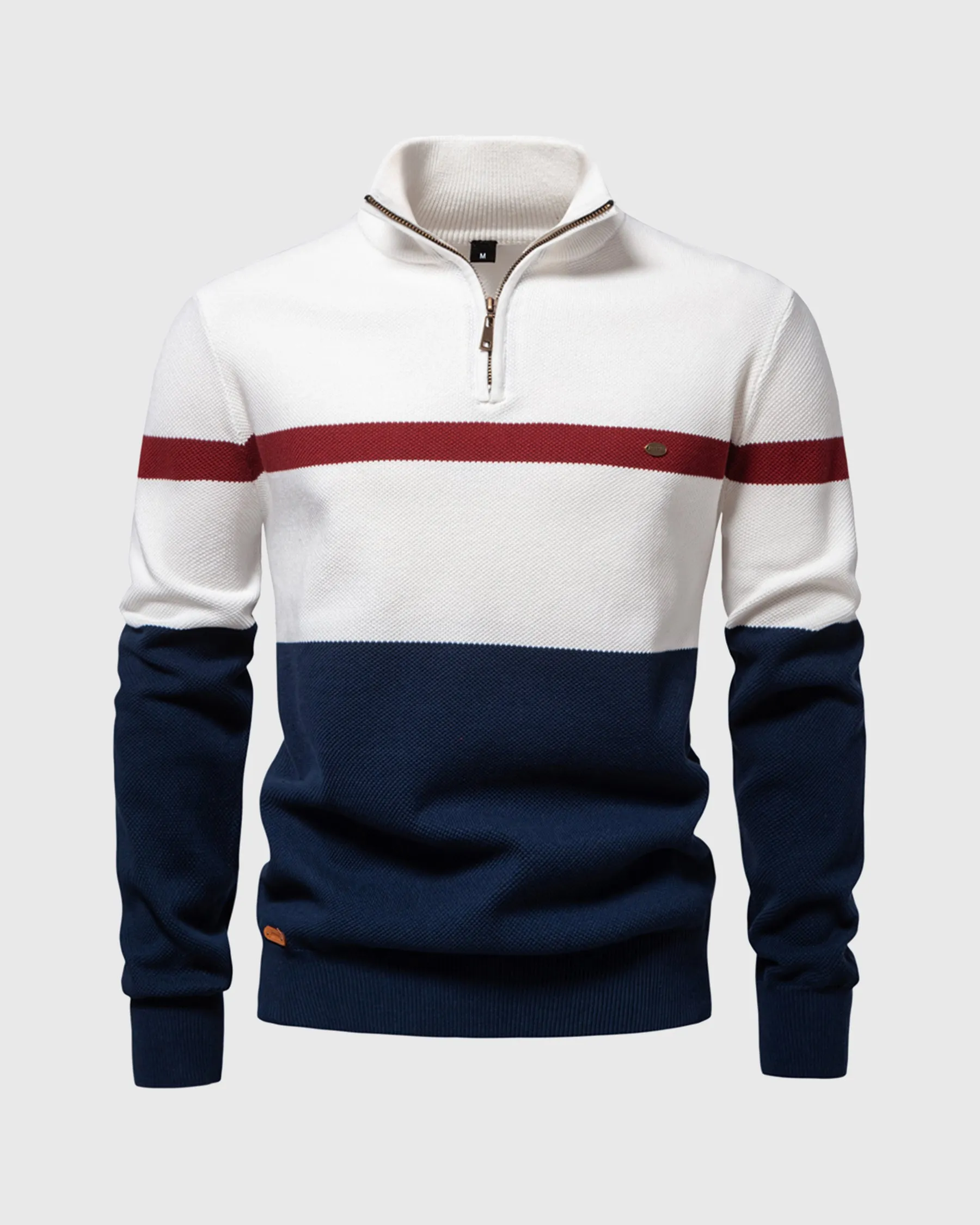 Color-Block Quarter-Zip Sweater