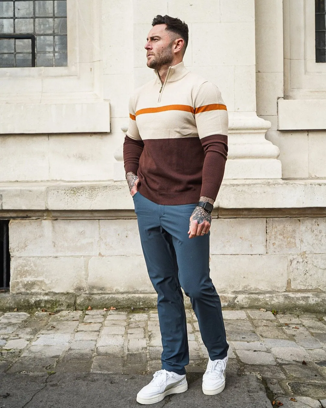 Color-Block Quarter-Zip Sweater