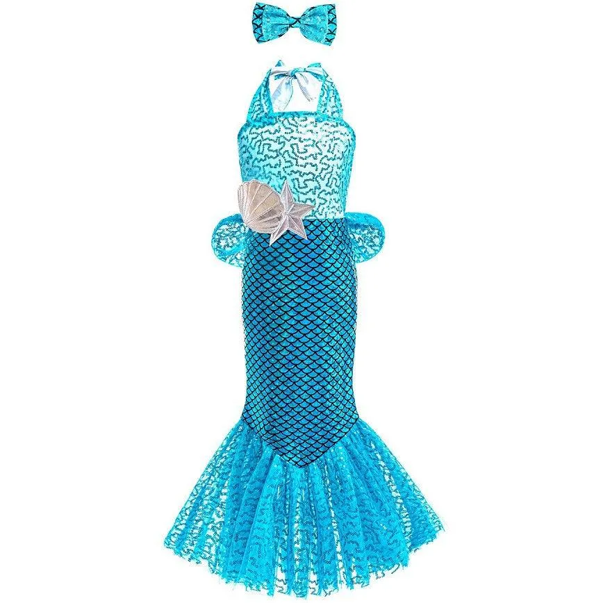 Colorful Mermaid Fantasy Dress Girl's sequined camisole princess dress Carnival Halloween cosplay costume Mermaid fishtail skirt