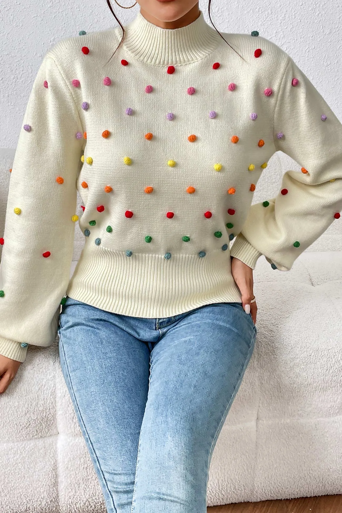 Colorful Yarn Ball Pullover Sweater