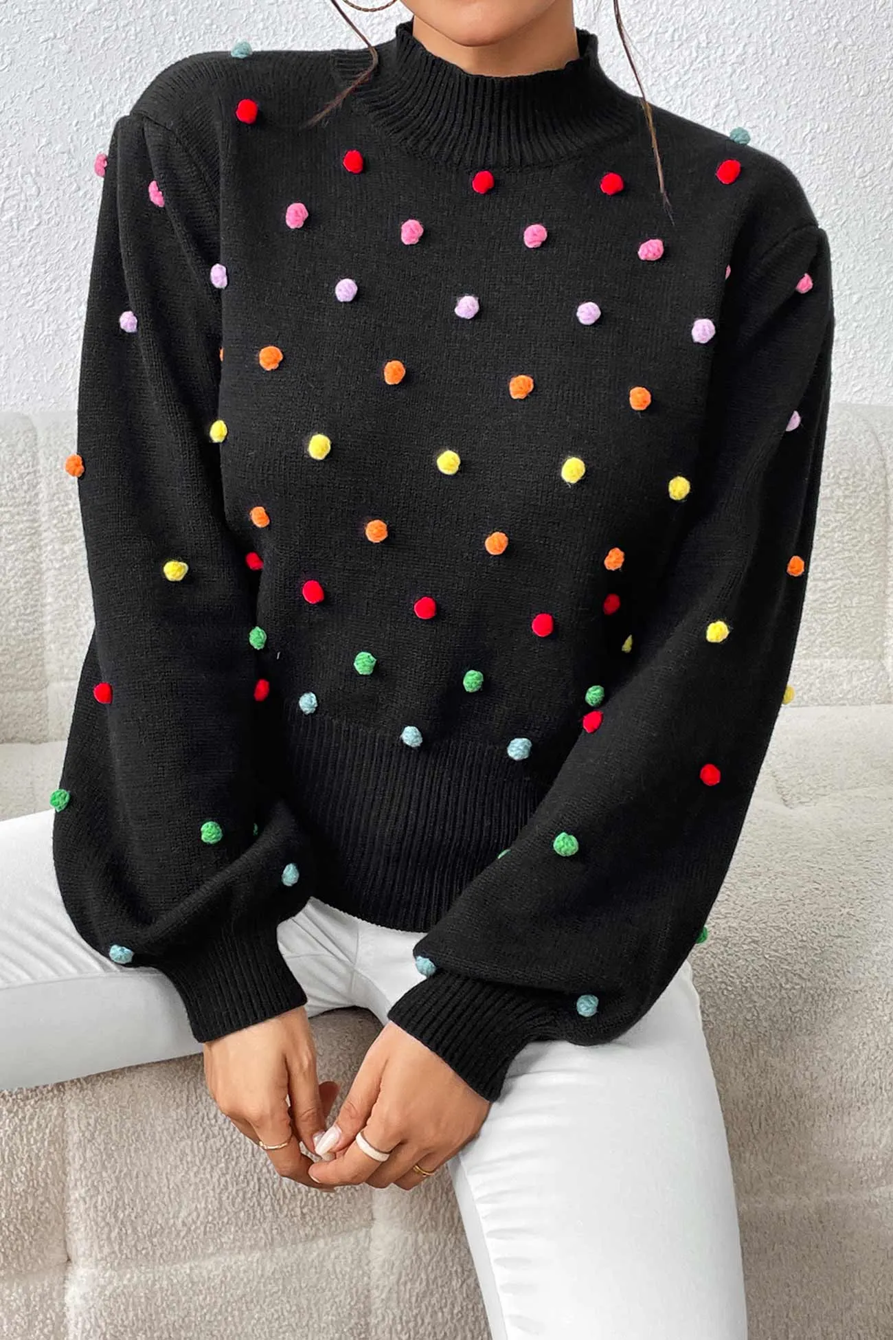 Colorful Yarn Ball Pullover Sweater