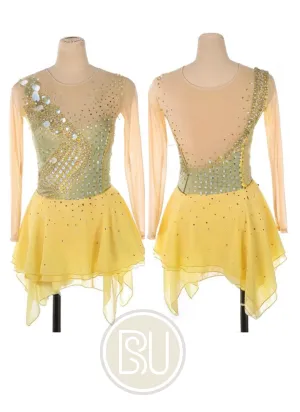 Competition Skating Dress Yellow & Gold  BSU020623