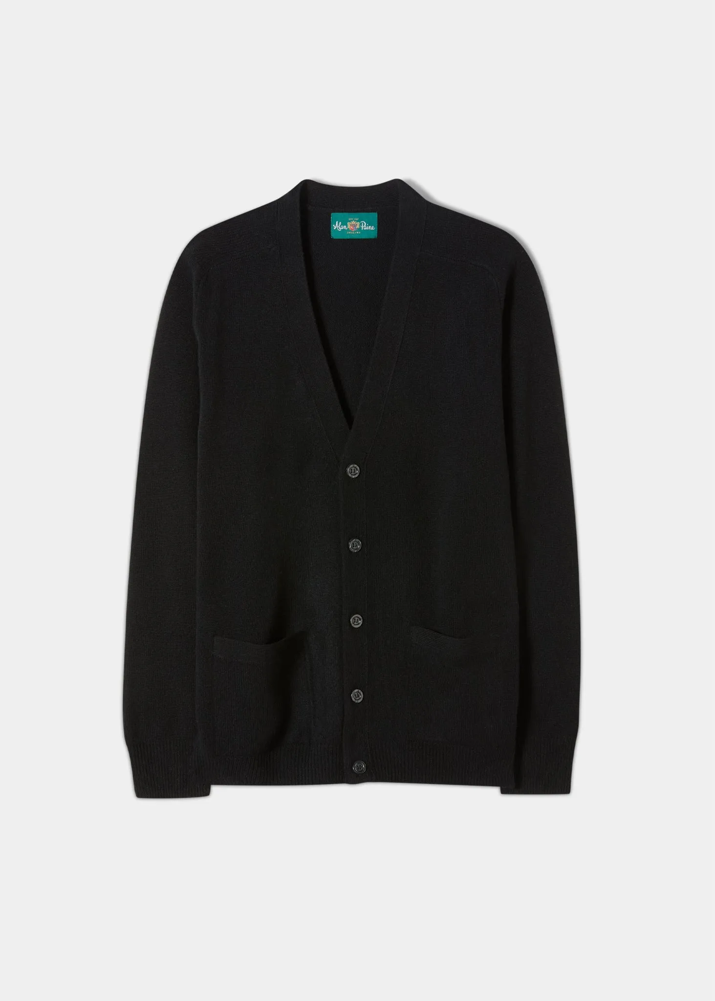 Cornwall Lambswool Cardigan in Black - Classic Fit