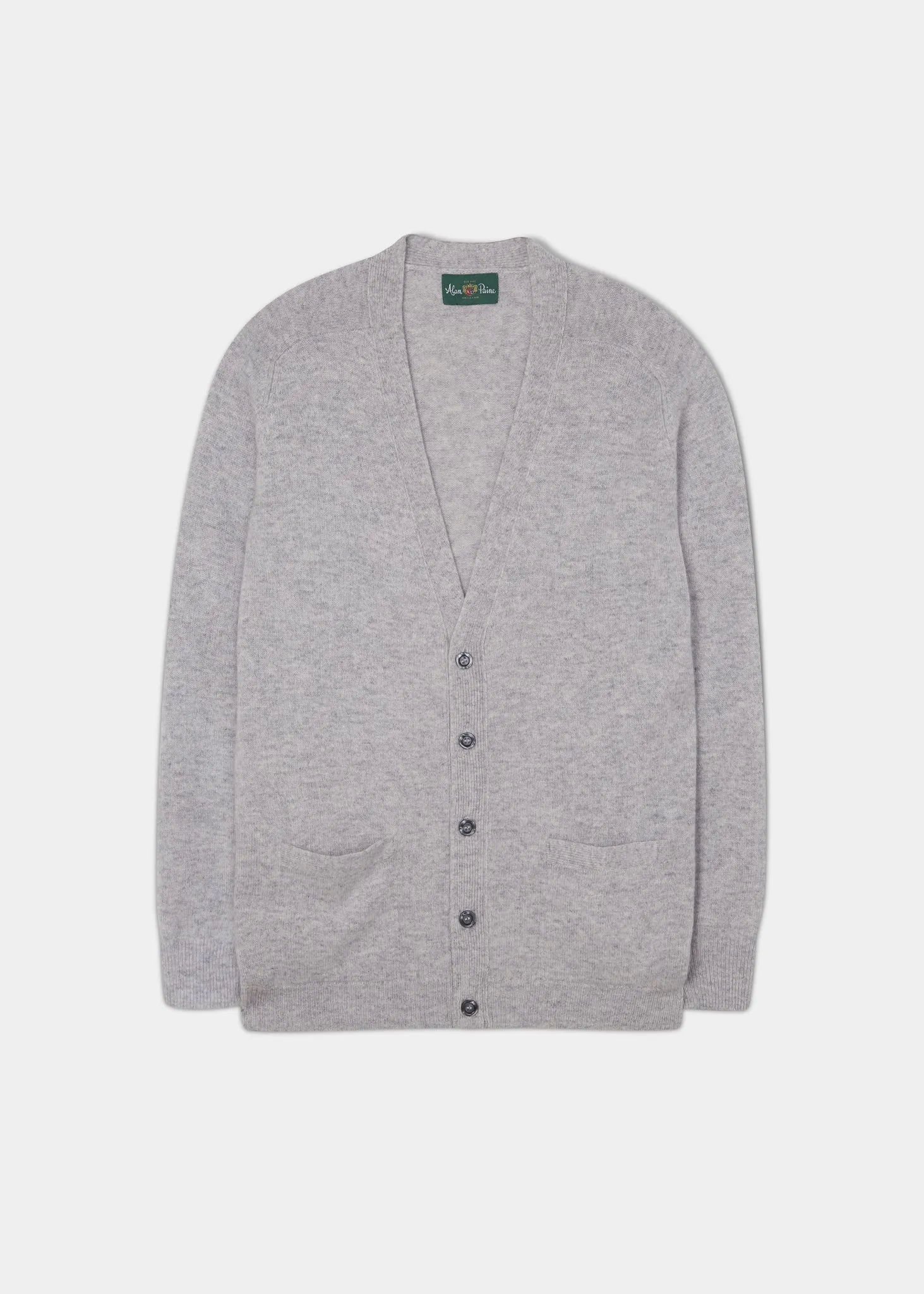 Cornwall Lambswool Cardigan in Pearl Grey - Classic Fit