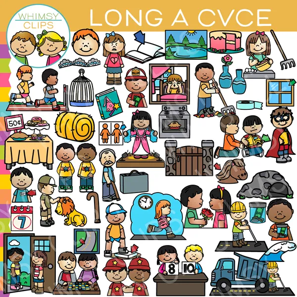 CVCe Long Vowel Word Family Clip Art