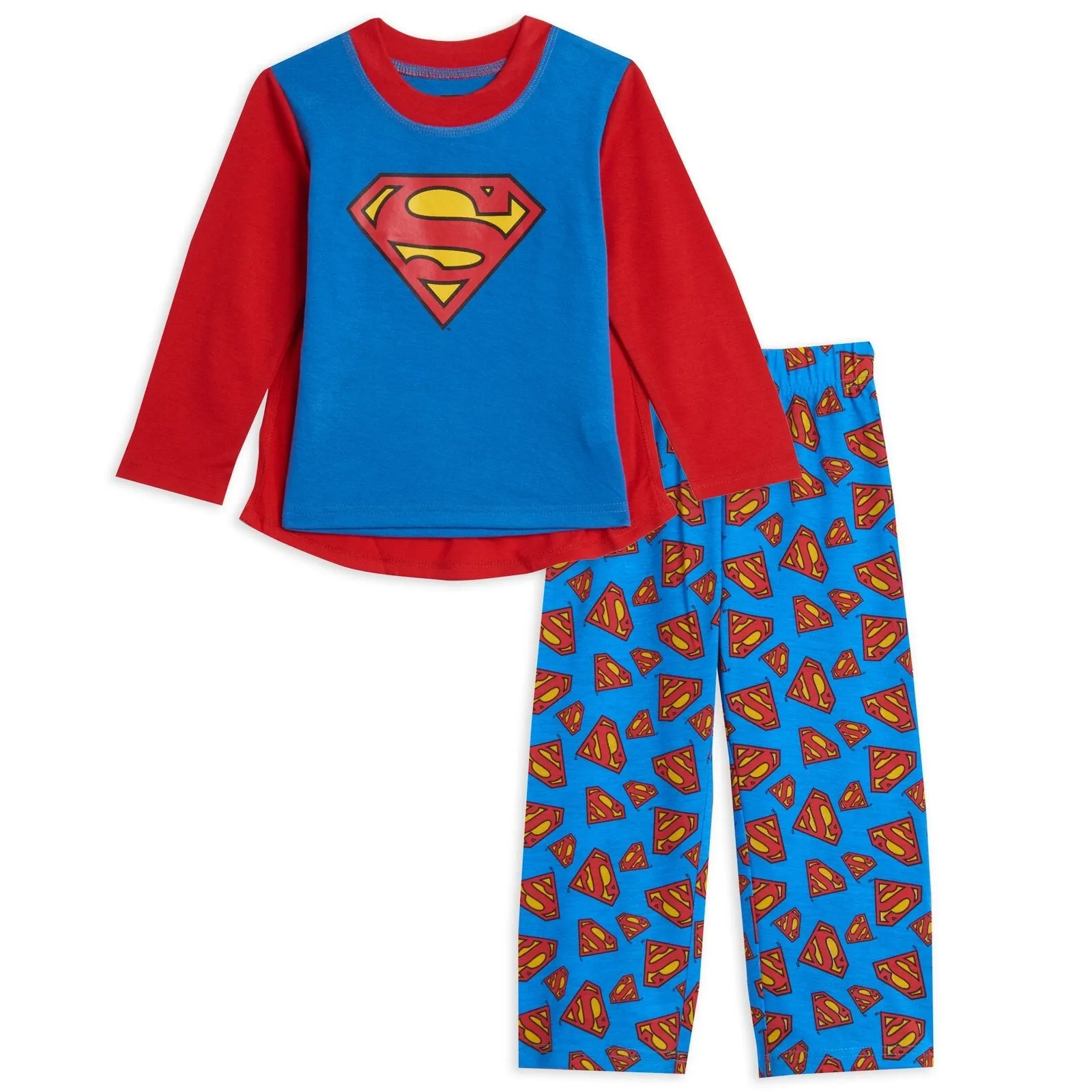 DC Comics Justice League Superman Pajama Shirt Pants and Cape 3 Piece Set