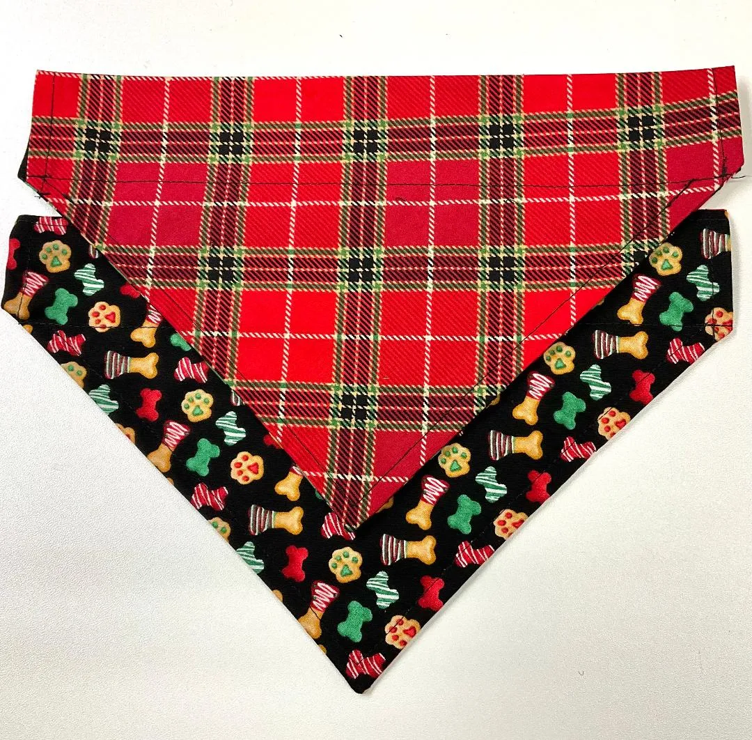 Dog Scarf - Christmas Plaid/Treats