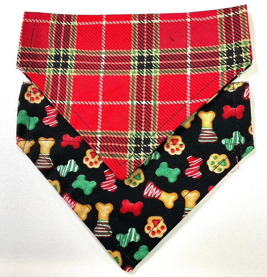 Dog Scarf - Christmas Plaid/Treats