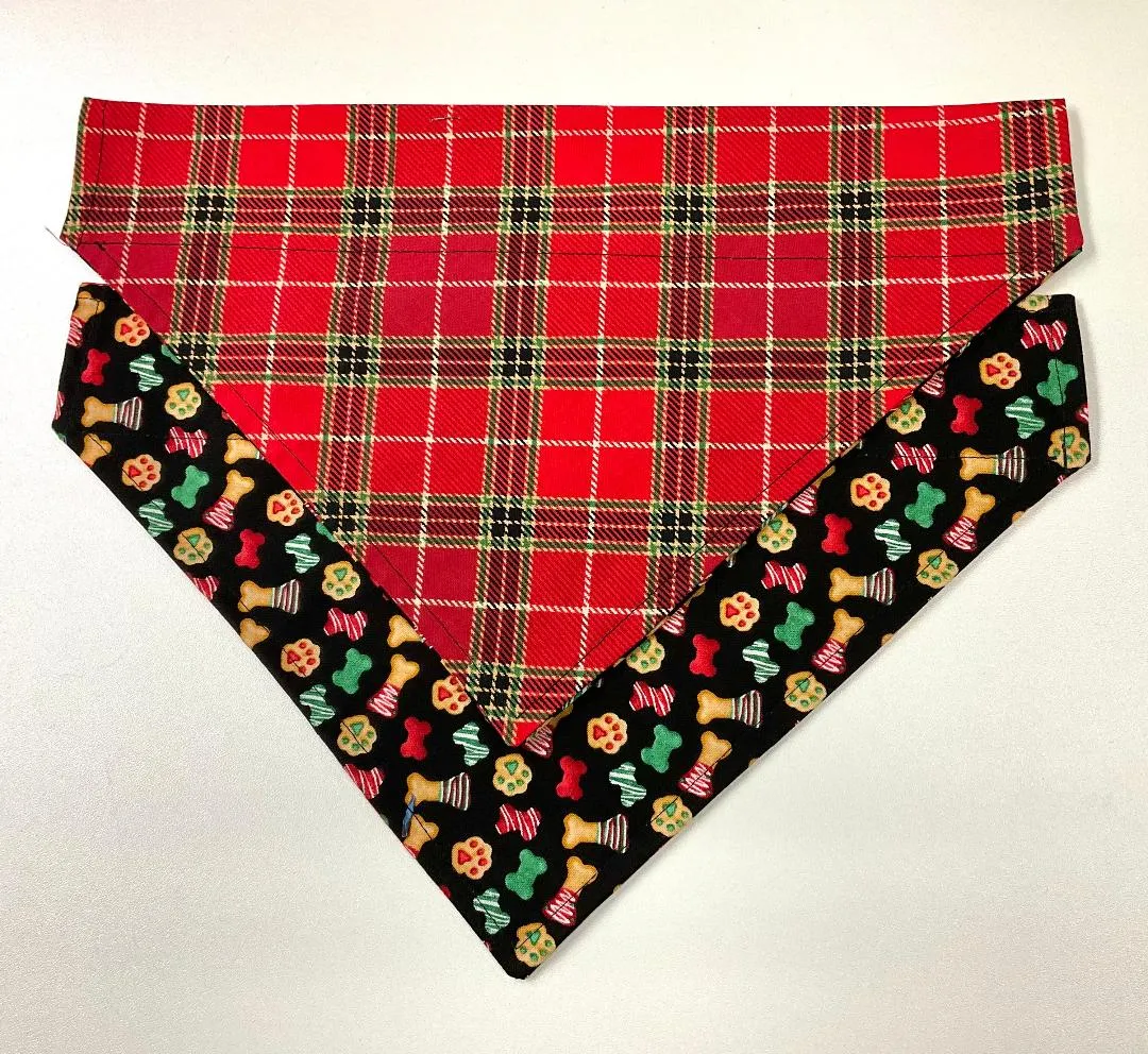 Dog Scarf - Christmas Plaid/Treats