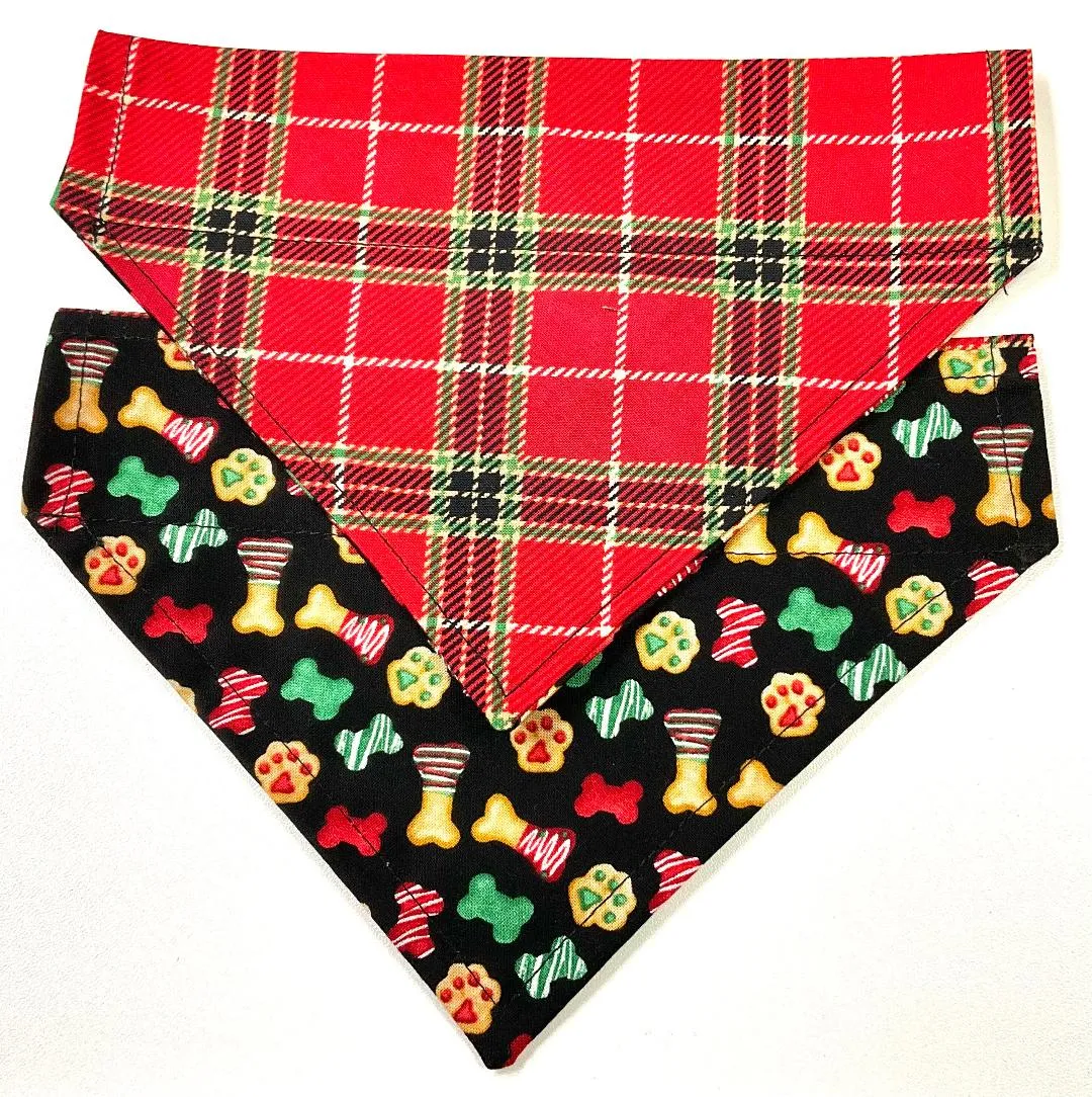 Dog Scarf - Christmas Plaid/Treats