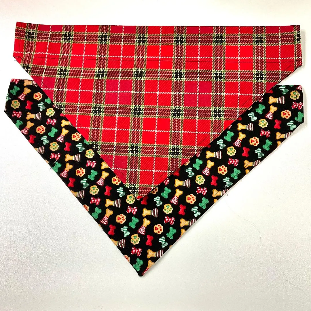 Dog Scarf - Christmas Plaid/Treats