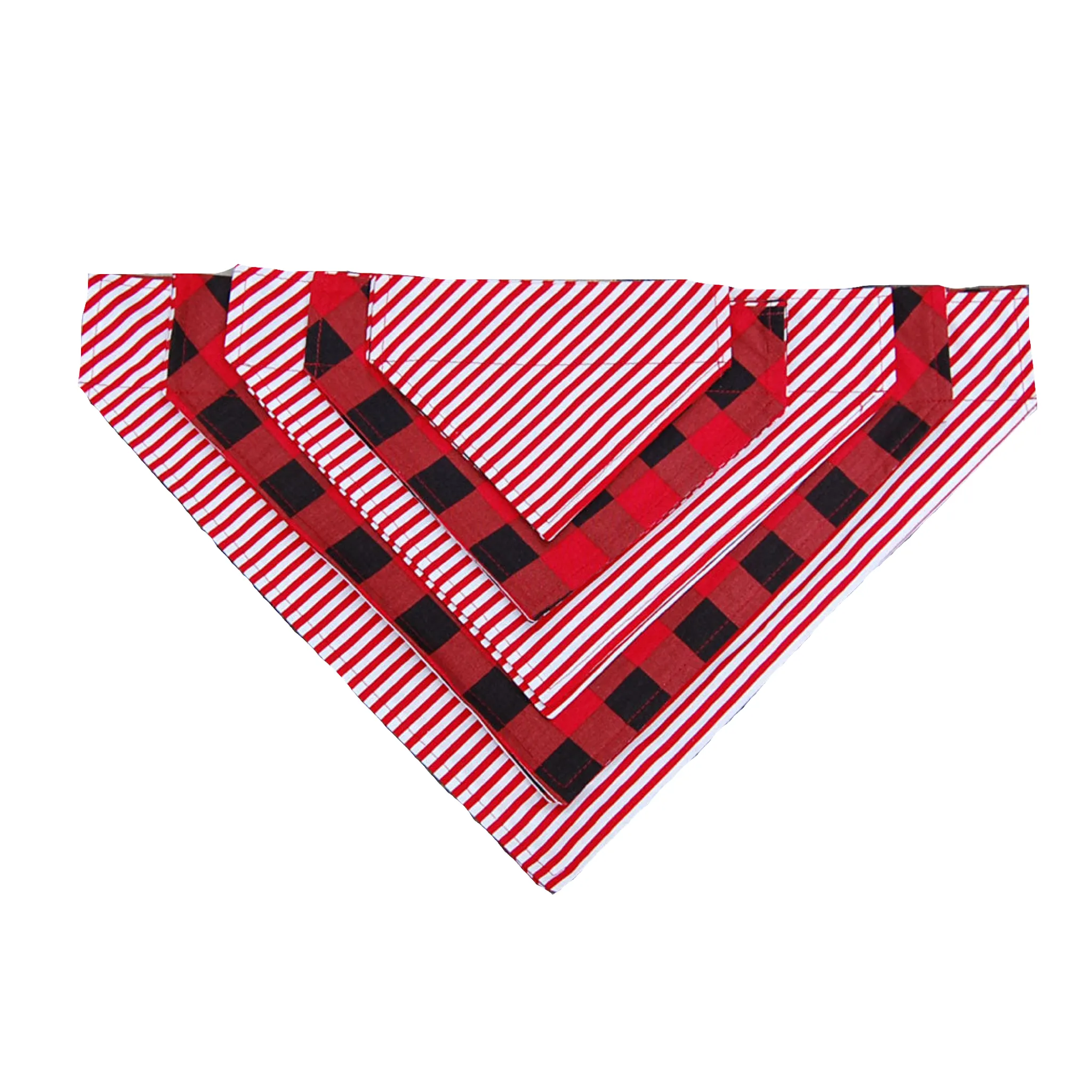 Dog Scarf - Red Buff Check/Stripe