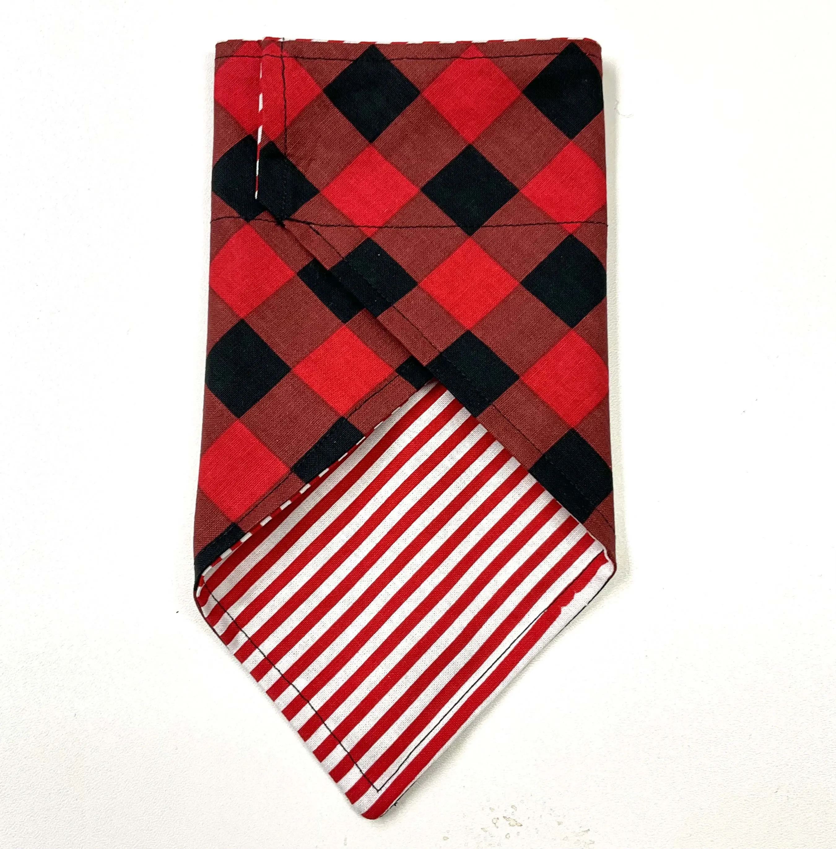 Dog Scarf - Red Buff Check/Stripe