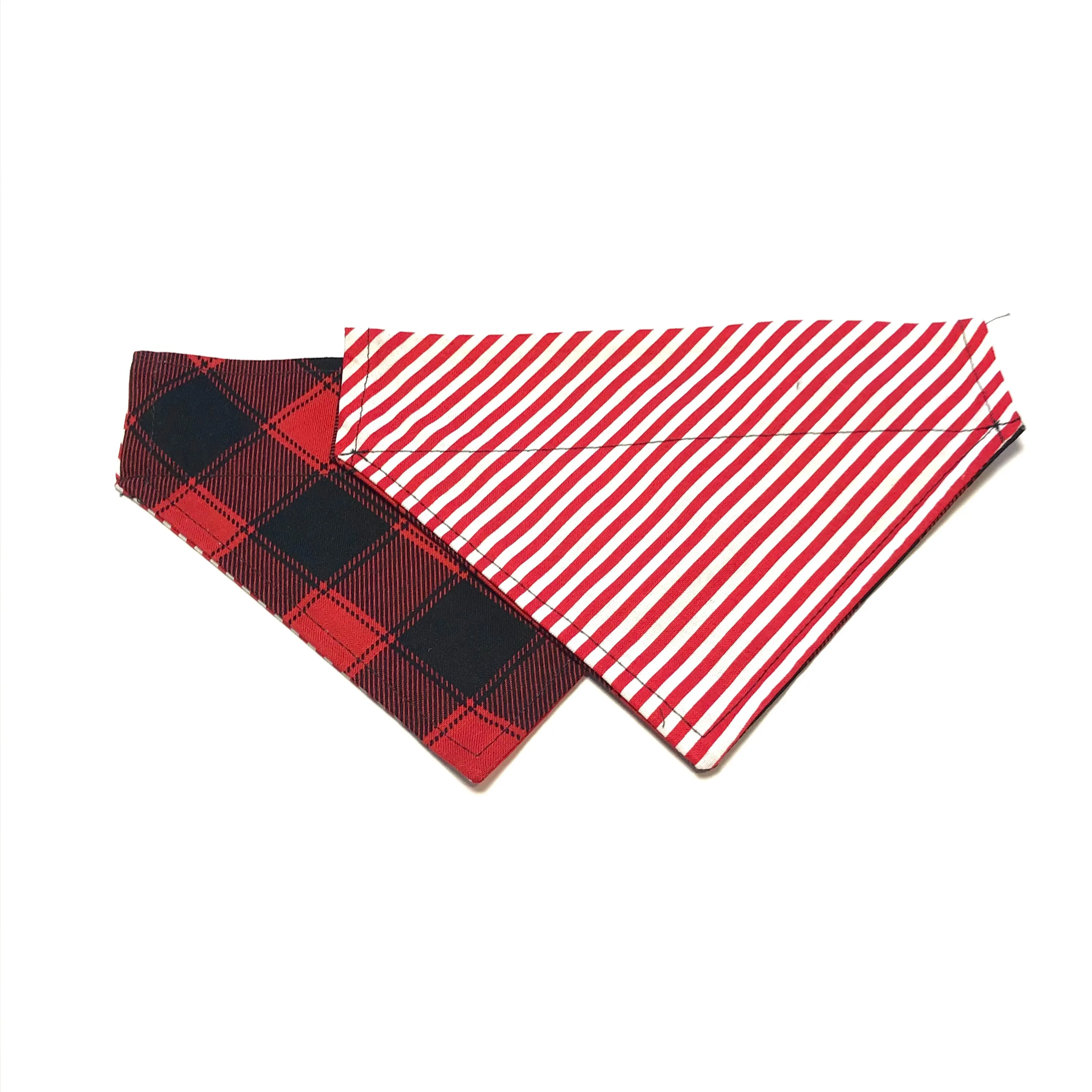 Dog Scarf - Red Buff Check/Stripe