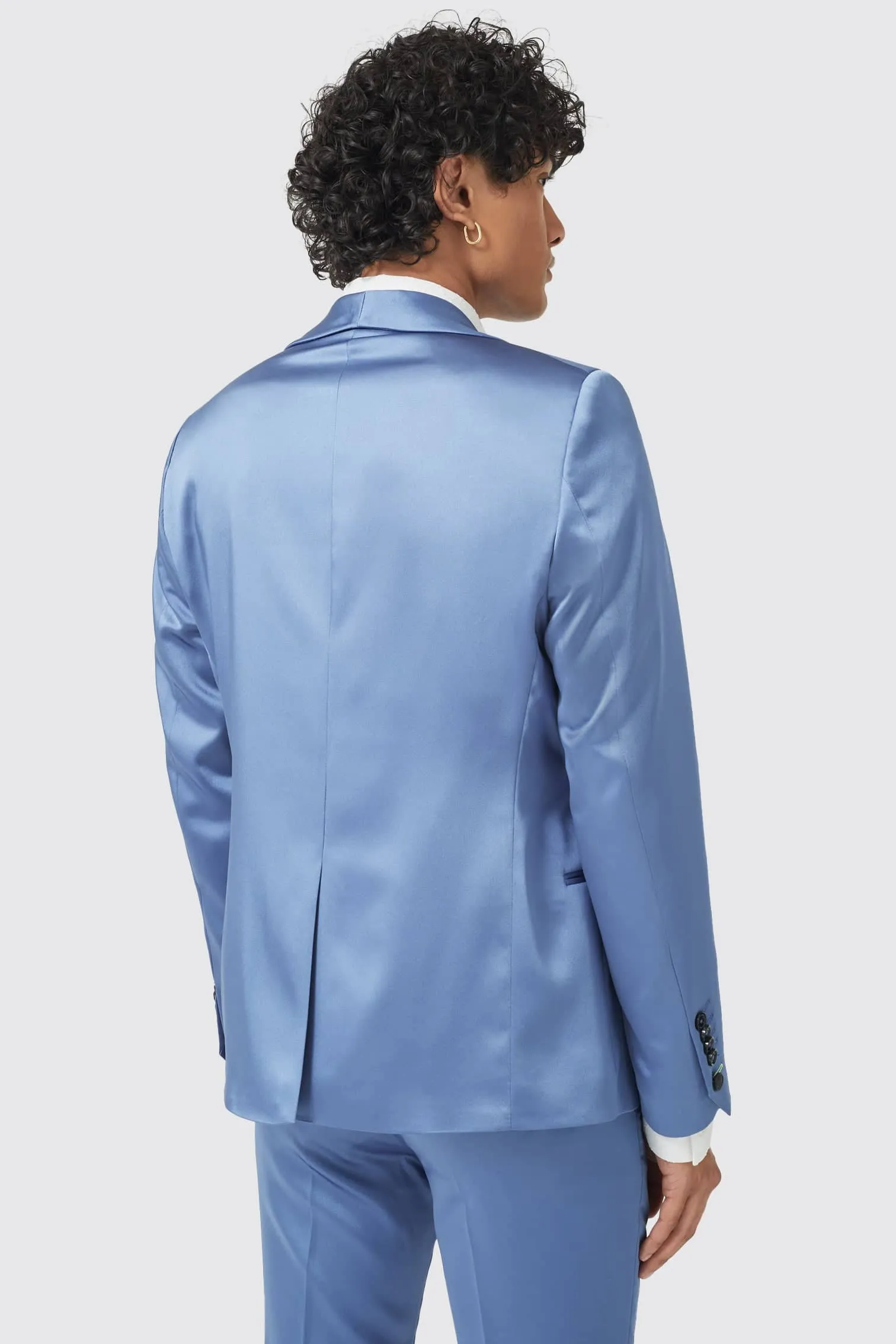 Draco Skinny Fit Blue Sateen Jacket