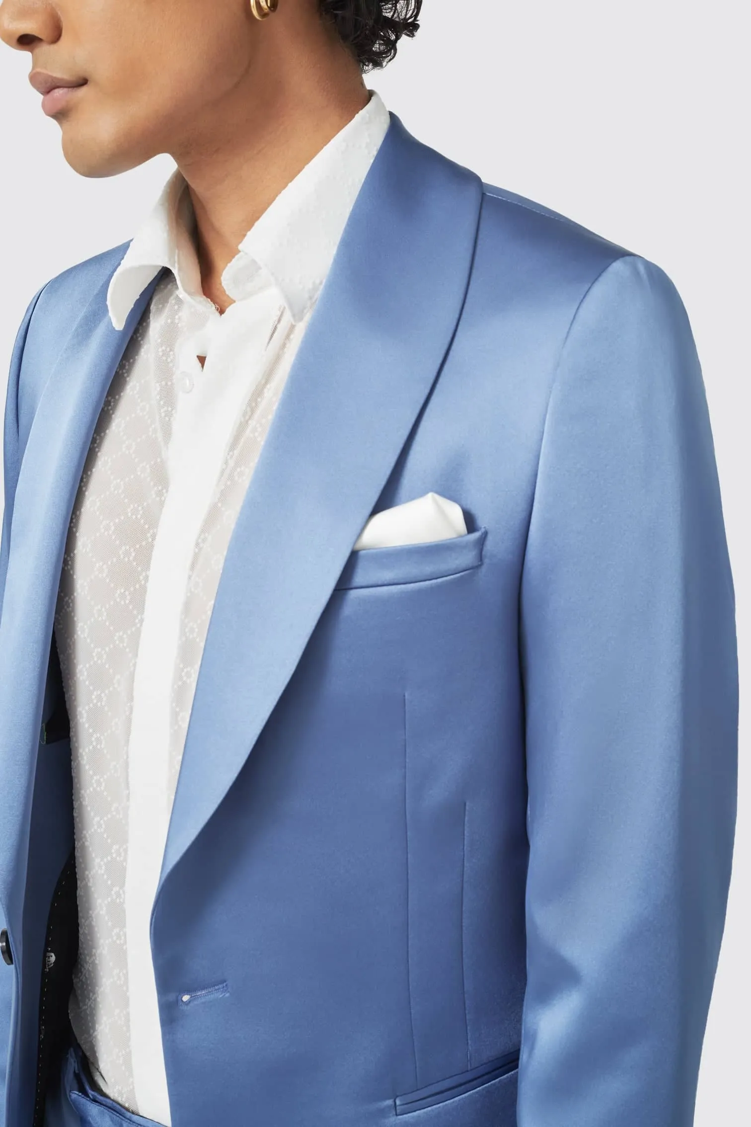 Draco Skinny Fit Blue Sateen Jacket