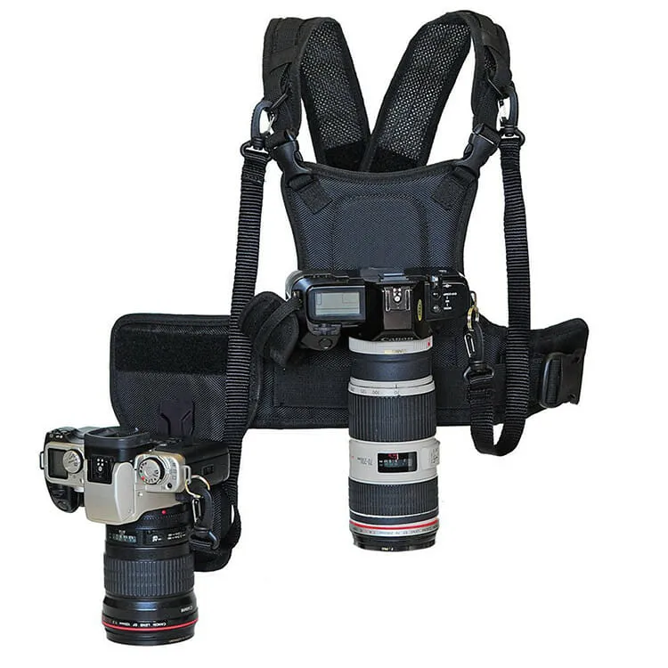 Dual Multi Camera Carrier Chest Harness Vest with Mounting Hubs