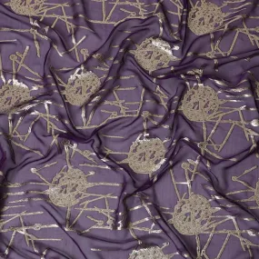 Elegant Purple Silk Chiffon Fabric with Metallic Lurex, 110 cm Wide, South Korean Design-D19576