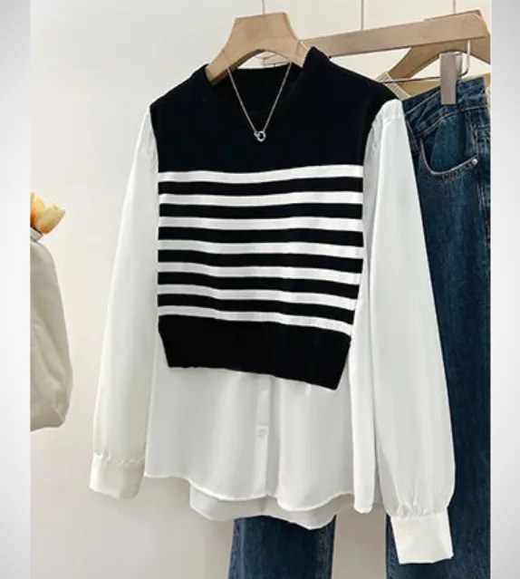 Elise Two Tone Patchwork Sweater