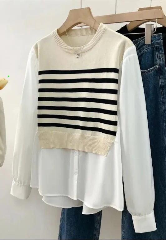 Elise Two Tone Patchwork Sweater