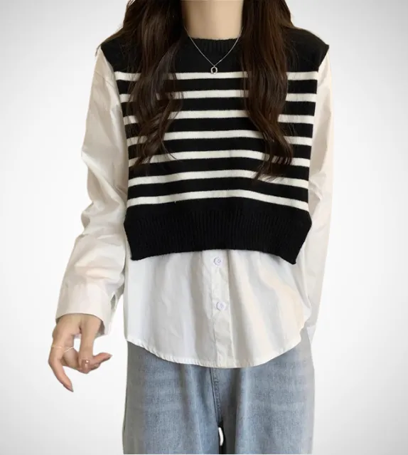 Elise Two Tone Patchwork Sweater