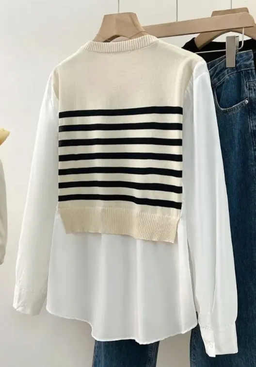 Elise Two Tone Patchwork Sweater