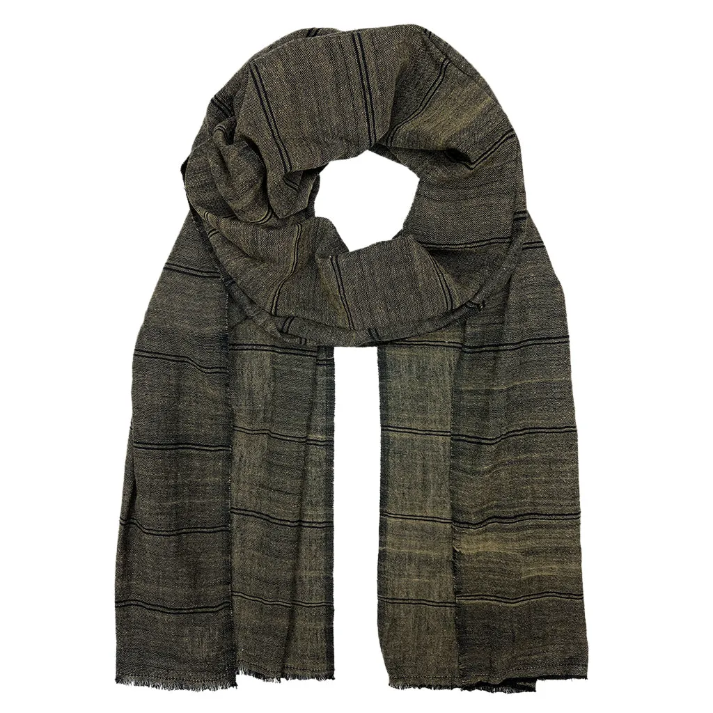 Embrace Earthy Elegance: Handwoven Striped Scarf (Ethical, One-of-a-Kind, Men & Women)