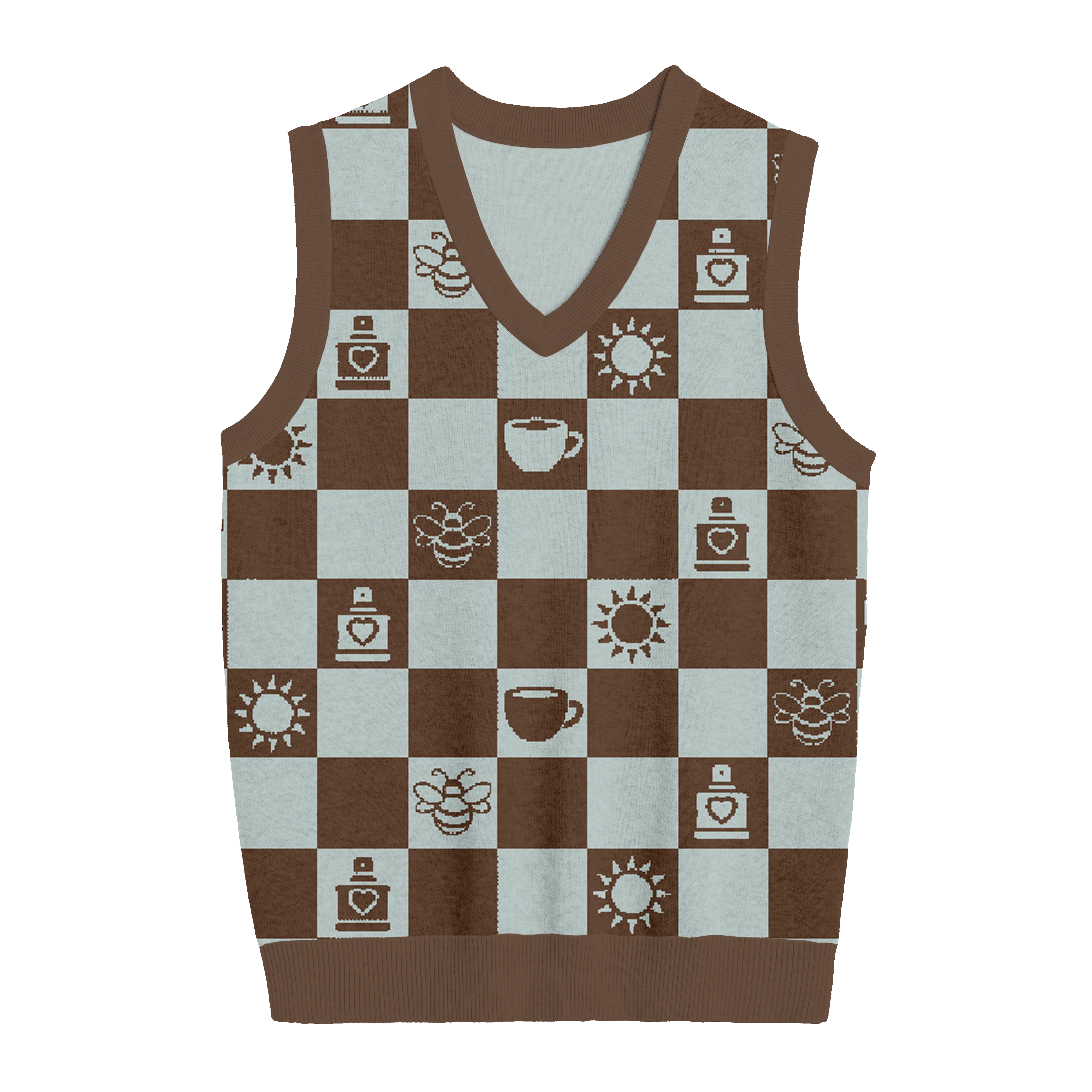 Espresso Checkered Knit Vest