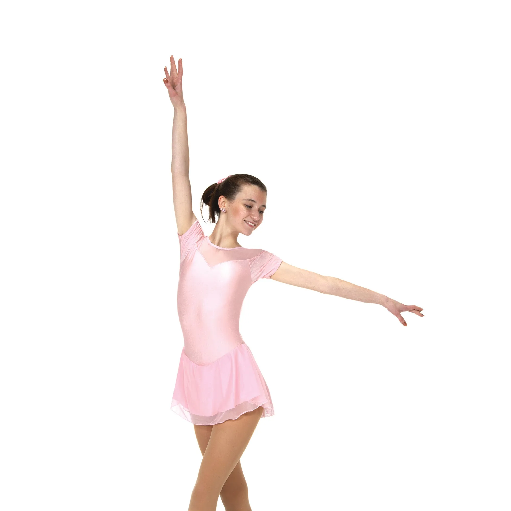 F22001P Competition Figure Skating Shirred Sleeve Dress PLAIN