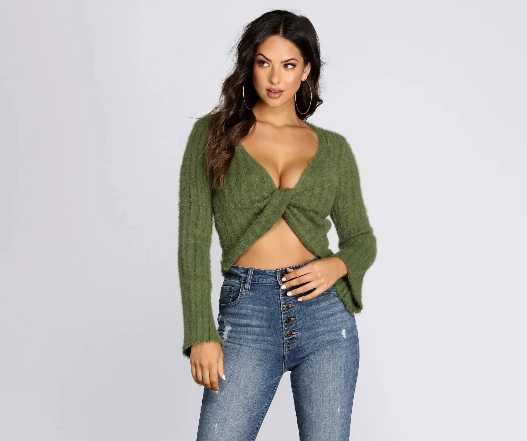 Fashionably Fuzzy Cropped Sweater