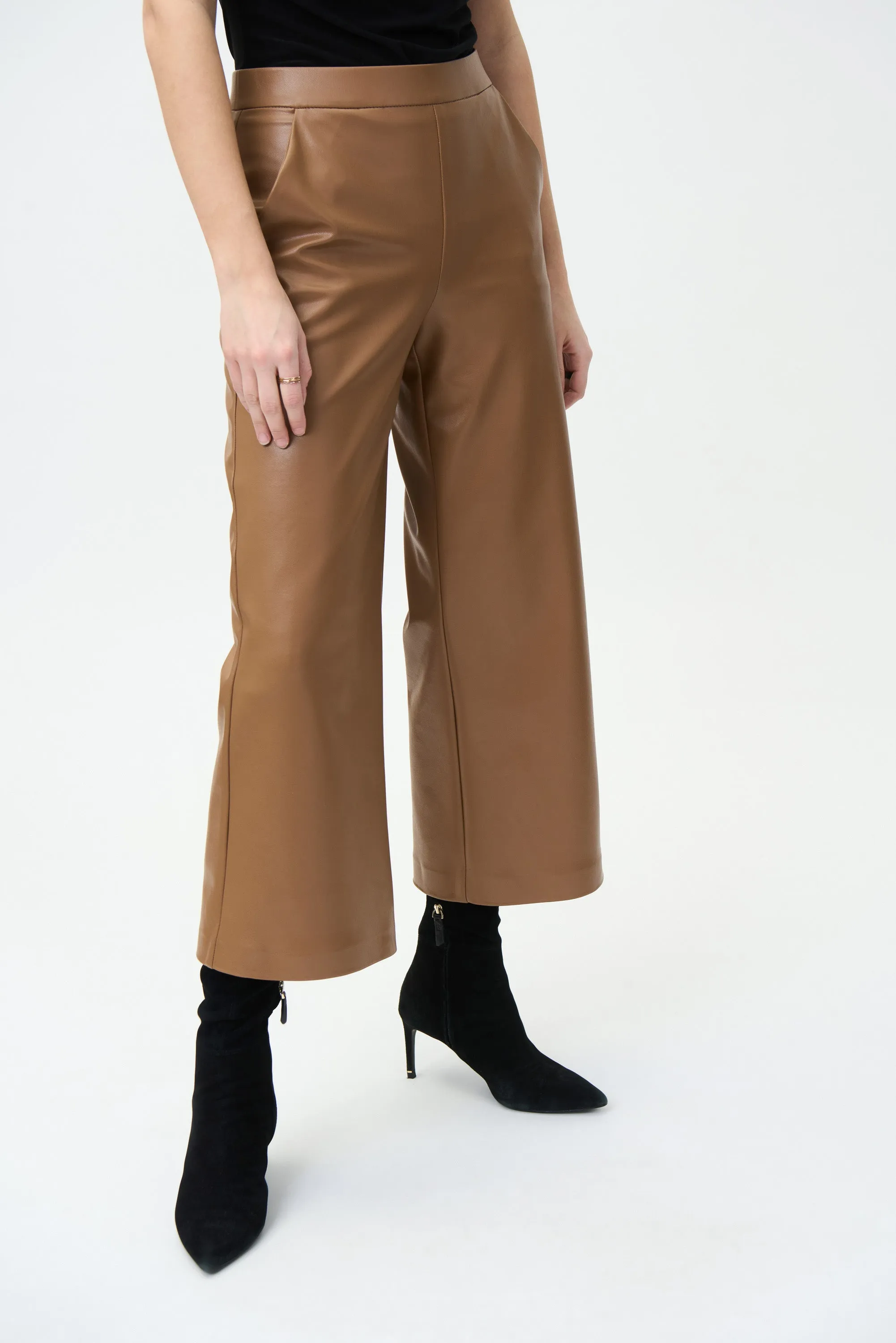 Faux Leather Flared Pants Style 224016