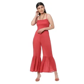 FLARED VERMILLION JUMPSUIT - MYRABAG