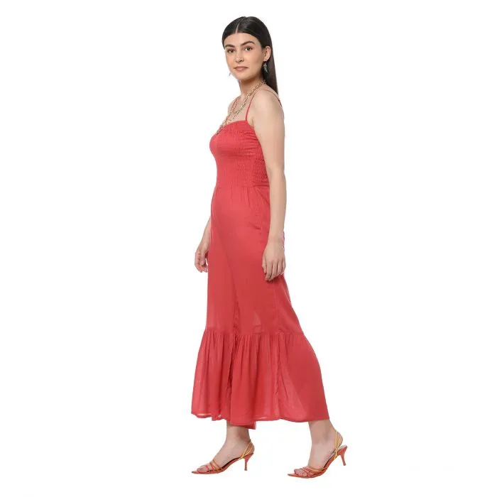 FLARED VERMILLION JUMPSUIT - MYRABAG