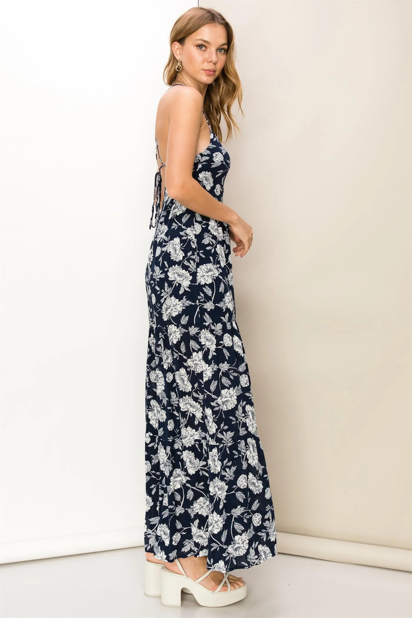 FLORAL-PRINT SLEEVELESS JUMPSUIT