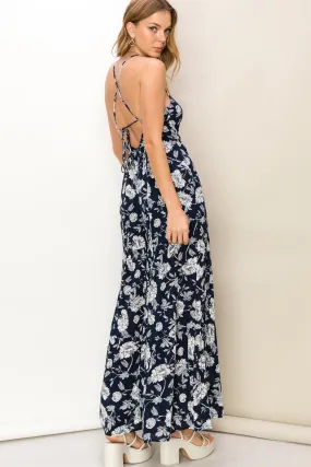 FLORAL-PRINT SLEEVELESS JUMPSUIT