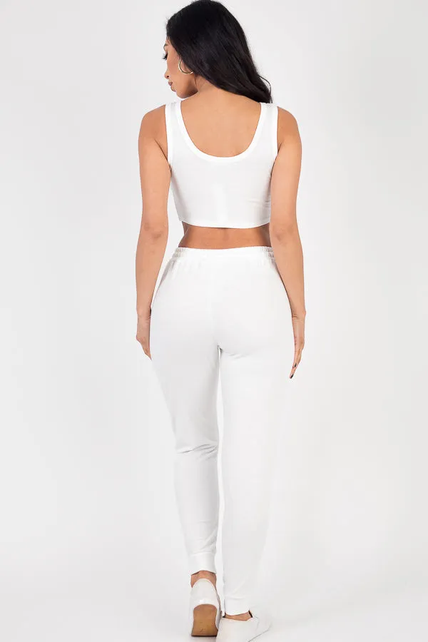 French Terry Cropped Tank Top & Joggers Set (CAPELLA)